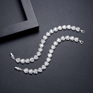 Amanti a forma di cuore simulazione braccialetto diamante zircronica cubica sier sier party braccialetti per matrimoni per donne alla moda ebraica