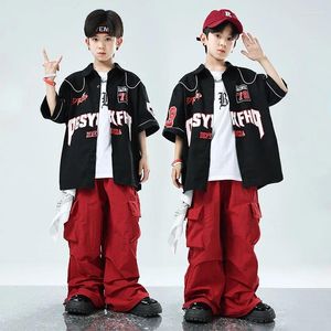 Stage Wear Boys Jazz Performfit K styl Catwalk Show Street Dance Suit Cool Hip-Hop Kids Motorcycle Baseball Costumes XH56