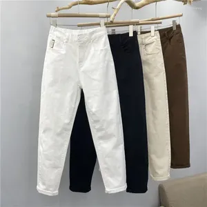 Kvinnors jeans 2024 Harem Pants High midja Casual Spring/Summer Solid Full Längd elastiska jeanbyxor denim för kvinnor kläder