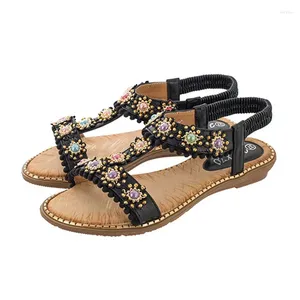 Sapatos casuais Summer Mulheres de 1,5 cm de plataforma de 2 cm de salto baixo sandálias romanas senhora de tamanho grande colorido pérola mulher de couro macio