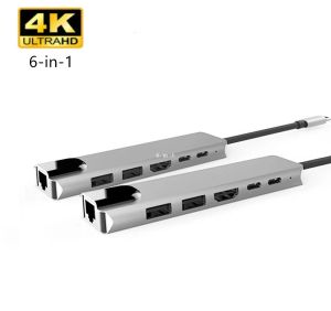 Hubs 6 porte USB C HUB a HDTVCompAtible RJ45 LAN HDTVCompAtible USB 3.0 Adattatore 87W Caricatore PD per MacBook Pro Type C Splitter