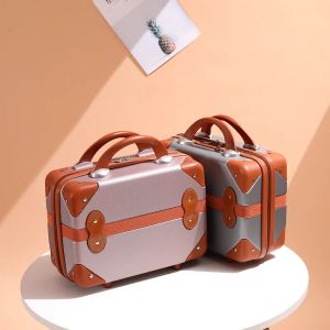 Suitcases 2023 Retro style hand luggage female 14inch cute cosmetic case small travel storage luggage light mini suitcase suitcase