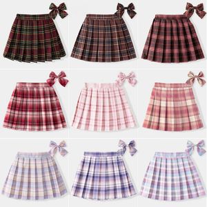 Verão bebê criança crianças roupas uniformes escolares mapeia de meninas saia fundamental nas saias plissadas da princesa, saia curta 240428