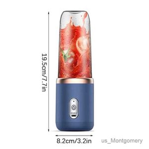 Juicers 6 blad Juicer Cup USB Smoothie Blender Cup Mini Laddar Fruit Squeezer Food Mixer Ice Crusher Portable Wireless Juicers