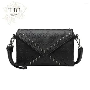 Bag Gothic Rivets Skull Printing Shoulder Black Punk Women Crossbody Bags Messenger Brand Hasp Purse WHDV1583