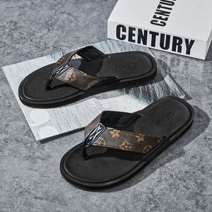 Luxury Brand Designer Rubber Slides Sandals Floral Brocade Men Slipper Flat Bottoms Flip Flops mens black Brown grey Striped Beach Slippers