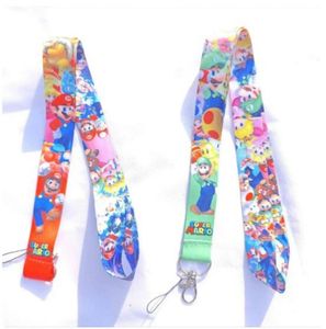 20pc Designer Keychain Lanyard Cartoon MarioBros Key Lanyard ID -Abzeichenhalter Animal Telefon Halshalter mit Keyring -Telefonzubehör