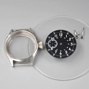 Kiter Mens Watch Case 43mm Set Rostfritt stål Fodral Hands Sapphire Glass Fit ST3600 6497/6498 Rörelser Mekaniska armbandsur