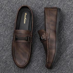 Casual Shoes High-End Formal Wear Summer Soft Bottom Business Work Waterproof Lightweight Leather Men's Loafers tjocka andningsbara