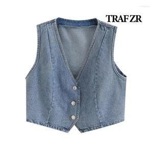 Women's Tanks ZR Casual Tops Denim Vest Women Y2k Cami Top Sleeveless Shirt Woman High Shirts Camis Crop Cropped Summer Corset Tees