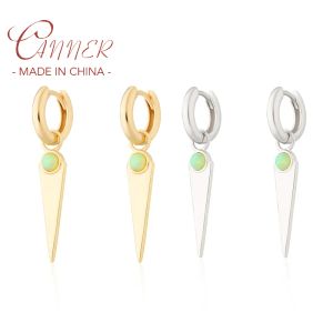 Clips CANNER S925 Sterling Silver Punk Rivet Opal Hoop Earrings for Women Ear Buckle Jewelry Gifts Pendientes Orecchini argento 925