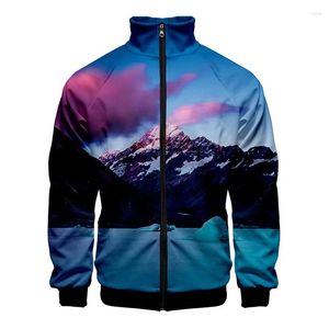 Giacche da uomo 3d Snow Mountain Scenery Giacca stampata per il paesaggio divertente per uomini Bambini Abbigliamento da streetwear Abbigliamento