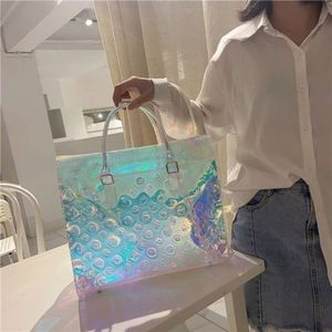 Designer Bolsa de praia ombro de ombro único Bolsa Bolsa de luxo feminino novo colorido saco quadrado saco acrílico bolsa de bolsa transparente fitness saco de compras férias