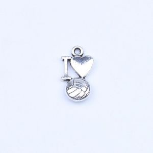 New fashion silver copper retro I Love Volleyball Pendant Manufacture DIY jewelry pendant fit Necklace or Bracelets charm 500pcs l267h