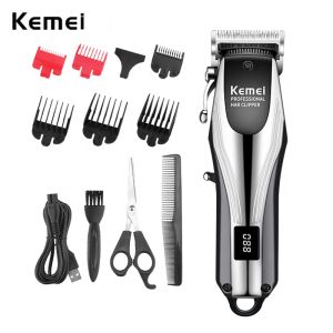 Clippers Kemei KM2619 Professional Cordless Hair Clipper Rechargeable Men Hair Trimmer Adjustable Cutting Lever Barber Shop LCD Display