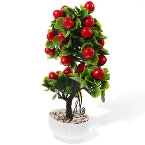 Flores decorativas Fake Bonsai Artificial Fruit Tree Office Plants Plástico Interior Simulação Espuma Simulada