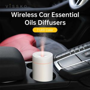 Humidifiers Vissko car diffuser wireless humidifier car air purifier Aromo air freshener with LED light used for car aromatherapy diffuser Y240422