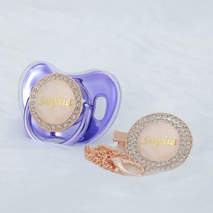 MIYOCAR custom gold pearl color bling pacifier and pacifier clip BPA free dummy bling unique gift baby shower PS-1 240409