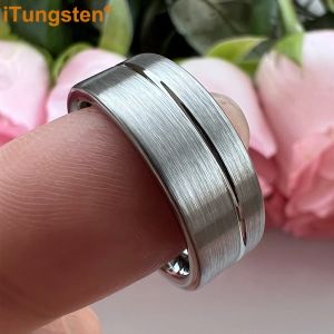 Ringe Itfram 6/8/10mm Dropshipping Wolfram Finger Ringe Männer Frauen Fashion Engagement Ehering Offset Line Pipe Cut Comfort Pass