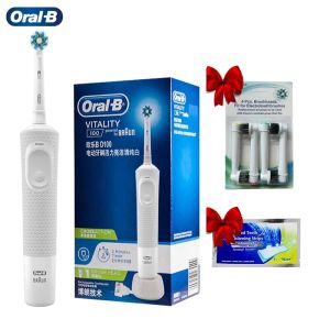 Teste orali B D100 Sprofondanza elettrica 2D VITALITÀ VITALITÀ DEI DEI DEI SPAZIONI 2 MIN TIMER 7.600 giri / min impermeabile con regalo da 4 pezzi da 4 pezzi da 50a.