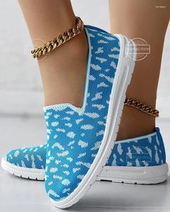 Casual Schuhe Sneakers Damenfarbe atmungsaktivem Slip-On Sport Mesh Leopard Ladies vulkanisierte Schuhflats weiblich