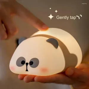 Night Lights Panda Pat Lamp Sleeping Touch Control Desktop Decor Children Light Child Holiday Gift For Bedroom College Dorm