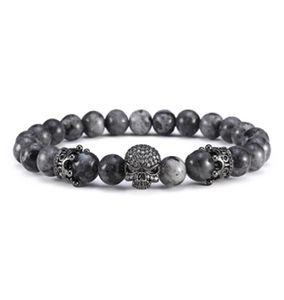 Buddha Bracelet Men CZ Skull Charm India Labradorite 8mm Natural Stone Light Beads Bracelet For Men Handmade Jewelry7850737