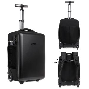 Bags 19 Inch Large Capacity Hard Shell Business Trolley Travel Suitcase Double Shoulder Backpack Multifunction Boarding Bag