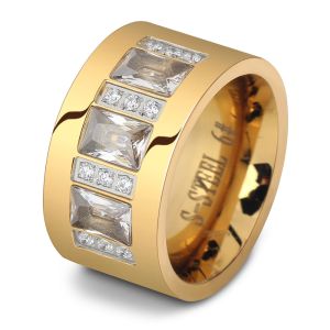 Bande Fashion Women Crystal Rings all'ingrosso Giollo giallo Giorni in acciaio inossidabile Fedi nuziali per donne Gioielli Niba Gioielli Niba