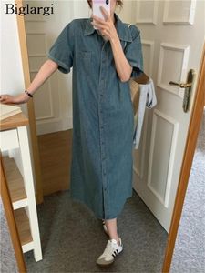 Arbetsklänningar vår sommar 2 två stycken set kvinnor denim koreansk stil lös veckade damer långa skjortor mode casual woman cape