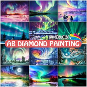 AB Diamond Painting 50 Cores 5d Diy Aurora Bordado Full Drill Paisagem Cross Stitch Kit Manual Decoração de casa Crafts 240407