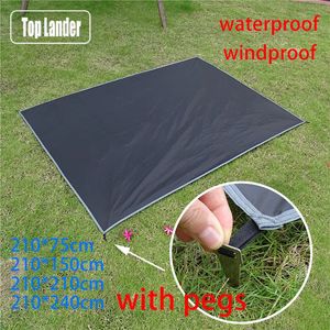 Ultralight Camping Mat Waterproof med pinnar Tältmadrass Outdoor Picnic Filt Stor Portable Pocket Travel Mat Beach Mat 240408