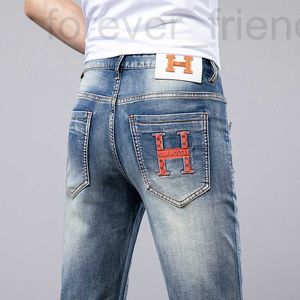 Herren Jeans Designer Frühling Neue Elastizität Trendy Marke Vielseitige Sticked Slim Fit Small Feet Hosen Korean Edition Instagram Long 0c8t