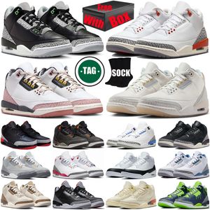 With Box Basketball shoes for mens womens Green Glow Fear White Midnight Navy Black Cement men women trainers sports sneakers