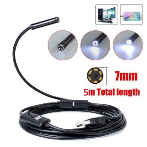 Cameras Pipe Inspection 5M 7mm Camera Plumbing WaterProof USB Drain Endoscope Sewer Snake Tube Inspection Video Camera For PC Android