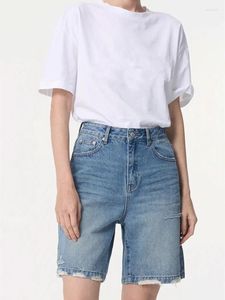 Shorts Shorts Summer High High High Welned Denim in denim American jeans jeans design marginale sfilacciato pantaloni capris