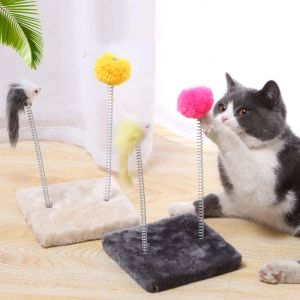 Toys Mouse Toy Spring Cartoon Feather Rod Interactive Cat Toy Mouse Cat Toy Pet Cat Toy Stick With Mini Bell Sucker