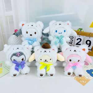 Winter White Bear Crossdressing Three, Liou Plush Pendant Japanese Cute Kuromi Jade Gui Keychain Doll Wholesale