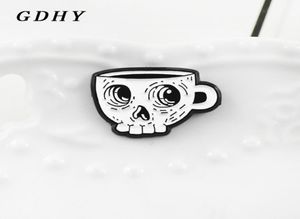 Gdhy White Skeleton Cucina Caffetta Spettatura Spilla Cucina Skull DEATH039S Skull Cafe Shirt Spettame Emblema Halloween Gift1588005