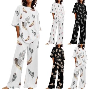 Vintage Women Cotton Linen Set Spring Summer Summer Casual O-pescoço curto Camisa de manga larga Ponta de perna de perna macha