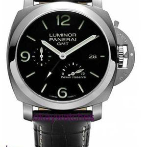 Pannerai Watch Luxury Designer 1950 Series 44 مم التقويم الميكانيكي التلقائي في المنطقة الزمنية المزدوجة PAM 00321