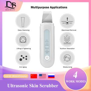 Instrument Ultrasonic Scrubber Blackhead Remover For Face Cleaning Hine Cosmetic Apparatus Peeling Cavitation Care Skin Purifier Spatula
