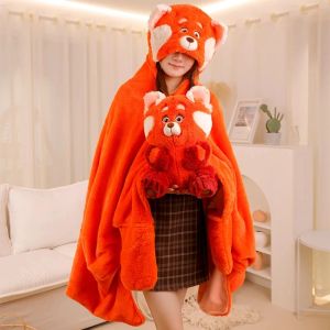 Puppen rote Panda Plüsch Cape echte rote Plüschspielzeug Kawaii Anime Panda Plüsch Kissen gefülltes Bärenpuppen Mädchen Weiches Spielzeug für Kinder Geschenk