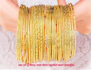 24K Real Gold Plated Gold Color Bracelet Tamanho 2mm 12 tipo de Bangle de design para mulheres Varejo de jóias Whole1585220