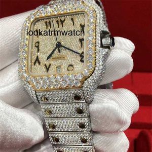 Роскошные часы Moissanite Watch Gold and Silver Test Mens Diamond New Top Sports