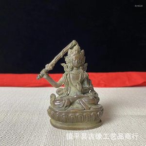 Figurine decorative Collezione antica vari antichi rame viola Manjushri Bodhisattva Retro Old Objects Crafts Buddha