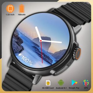 Kontroll 1.52Inch 4G Network Sim Card GPS Smart Watch 200W Camera WiFi NFC Rugged 128G Rom Storage Google Play IP67 Android Smartwatch