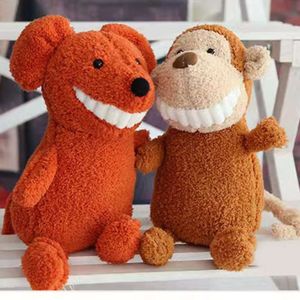 Partihandel stora tänder Kinder Happy Monkey Pillow Plush Doll Anpassad fylld Animal Toy
