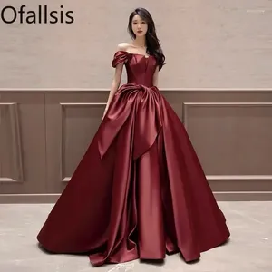 Party Dresses ofallsis Wine Red Off Axel Toast Dress Bride 2024 Summer Vintage Wedding Temperament French Engagement Evening Evening