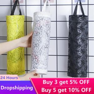 Bags Trash Hanging Storage Plastic Bags Organization Kitchen Dispenser Garbage Wall Mounted Grocery Holder Home Garbage Bag Organizer